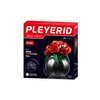 Decorative Red Rose Bouquet with Black Ceramic Vase, Artificial Flowers