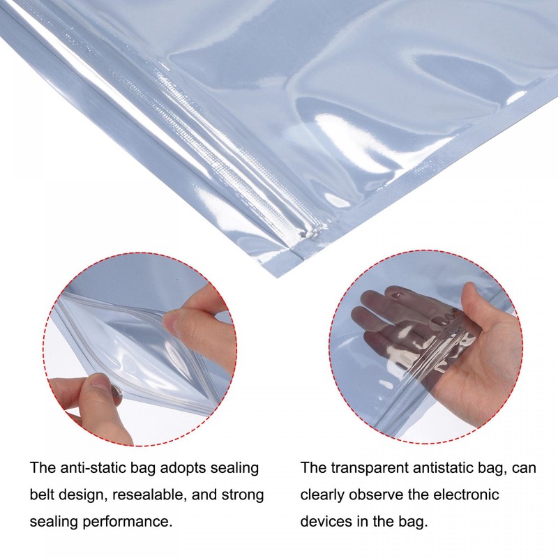 sourcing map Anti Static Bags Shielding Bag 50pcs 3x4.7inch(8x12cm) Resealable