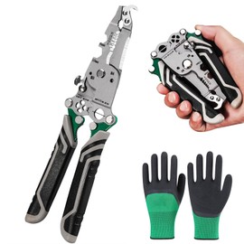 Wire Stripper, 16 in 1 Foldable Cable Stripper Multifunctional Cable Stripper with Gloves, Wire Stripper for Cutting Cable and Wire