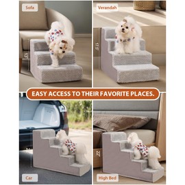 Dog Stairs for Small Dogs,13" H,3-Step Dog Steps for High Bed,Couch,Pet Stairs for Dogs and Cats Climbing with Non-Slip Bottom and Washable Cover,Light Grey