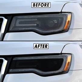 SlickMod PreCut Vinyl Smoke Tint for 2014-2021 Jeep Grand Cherokee Headlight (2. Headlight Cutout, 20percent Dark Smoke)