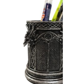 Ebros Medieval Fantasy Celtic Knotwork Dragon Monument Stationery Holder Statue Gothic Dungeons And Dragons Themed Organizer Office Desktop Pen Pencil Make Up Brush Vanity Holder Figurine