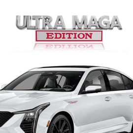 Hirificing Ultra MAGA Truck Car Emblems Adhesive Sticker, Classic Ultra MAGA Edition Emblems Exterior Auto Street Fighter Personality Body Decor 3D Metal Embossed Stickers for Car, Truck(Silver/Red)