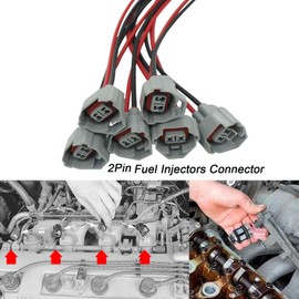 Micarun 6 Pcs 2 Pins Fuel Injectors Connector Wiring Harness Pigtail Plug for Lexus IS250 GS300 ES300 Toyota Camry Mark X Crown Mazda 3 Replaced OE# 23250-31020
