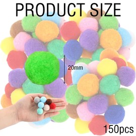 150Pcs 2cm Color Pompoms for Crafting Pom Pom Maker Mini Pom Poms Small Pom Poms for Craft Pom Pom Balls Tiny Pom Poms for Craft for Bags Hats DIY Creative Crafts Decorations Arts Projects