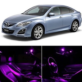LEDpartsNow Interior LED Lights Replacement for Mazda 6 2009-2012 FUCHSIA Purple Accessories Package Kit (7 Pieces)
