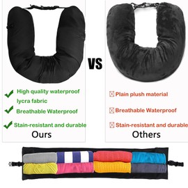 Stuffable Travel Pillow, Stuffable Clothing Travel Neck Pillowcase, Waterproof Neck Pillow for Travel, U-shaped Multifunctional Neck Pillow, Tubular Travel Pillow, No Filler