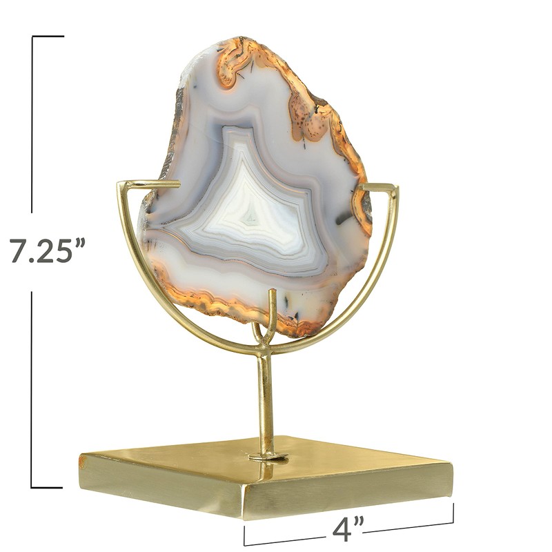 Creative Co-Op Main + Mesa Natural Brown Agate on Stand