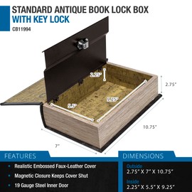 Barska Antique Book Lock Box with Key Lock