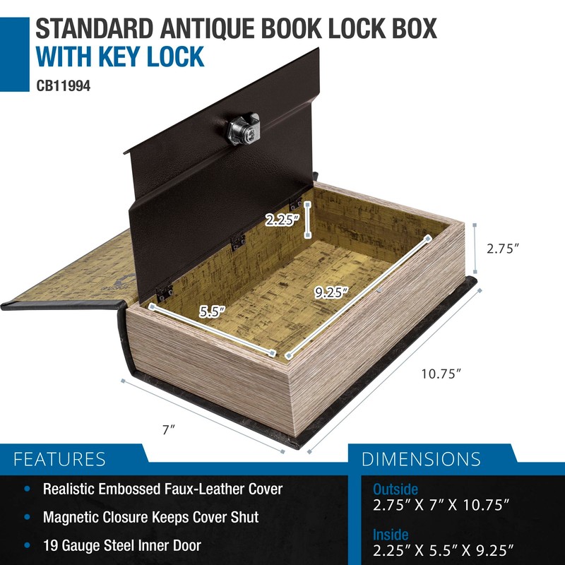 Barska Antique Book Lock Box with Key Lock