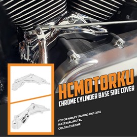 HCmotorku Motorcycle Cylinder Base Cover Fit For Harley Touring Electra Glide Road Glide Road King Street Glide Trike 2007-2016 Dyna 2006-2017 (Chrome)