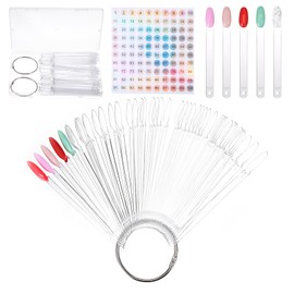 Qulkws Clear Nail Swatch Sticks Set, 100Pcs Nail Color Swatches with Number Stickers & Ring Box-packed, Nails Techs Must Haves Nails Stuff for Nailart Polish Color Display, Beginners Home or Salon Use