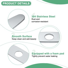 M METERXITY Faucet Deck Plate, 10 Inch 304 Stainless Steel Oval Hole Cover Deck Plate Escutcheon for Bathroom/Kitchen Sink Faucet [Electroplating Silver Tone ]