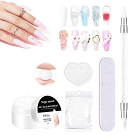 Solid Builder Gel for Nails Kit 15g– 4-in-1 Solid Builder Gel for Nail Extension & Art, Mirror Powder Effects, Easy Mold Design (Set D)