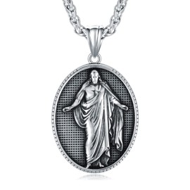 Swordgod Gift for Father, Jesus Medal for Men Women Jesus Christ Necklace Pendant Religious Necklace Christian Talisman Amulet Christmas Gift for Him Her