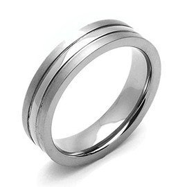 DoubleAccent 5MM Comfort Fit Titanium Wedding Band High Polished Center Grooved Ring (Size 7 to 14) Size 14