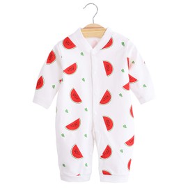 Vinesen Baby Boys Girls Printed Button Long Sleeve er Cotton Romper(Size 0M-12M) 3-6 Months Watermelon