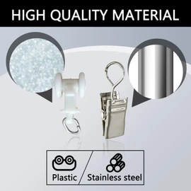 10 Pack Curtain Track Gliders Hooks- Dual Wheel Roller Carriers with Stainless Steel Hooks for Sliding Curtains and Drapes