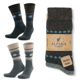 GoWith 2 Pairs Alpaca Wool Socks for Men and Women, Thermal Warm Crew Merino Socks, Unisex Heated Winter Boot Socks, Model: 3097