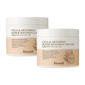 Licocell Cica + Mugwort 39% Super Soothing Cream 100g x 2 Redness Improvement Low-Irritation Moisturizing / 리코셀 시카+약쑥 39% 슈퍼 진정 크림 100g 2개 붉은기 개선 저자극 보습