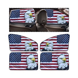 AUCELI 4PCS Car Side Window Sun Shades, Car Sun Heat Shading and UV Protection, Magnetic Vehicles Rear Side Window Sunshade Curtain, Universal Auto Interior Accessories for Baby and Kids (Eagle)