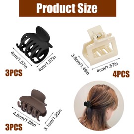 Set of 10 Hair Clips, Small Matt, 4 cm Hair Clips, Women's Set, Hair Clips with Double Row Teeth, Non-Slip Fashion Matte Haapanger, Thin Hair, Matte for Thin, Thick Hair (Natural Colours)