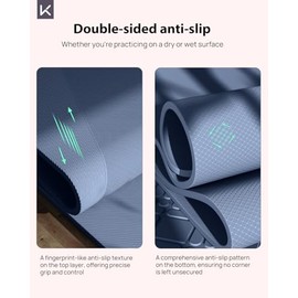 KEEP Tapete de yoga, 32 pulgadas, extra ancho, para hombres y mujeres, 0.276 in de grosor, doble cara, antideslizante, ecolgico, tapete de yoga para  