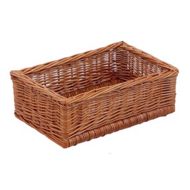 Classic Rectangular Brown Wicker Shelf Basket 30 x 20 x 4 cm (H x D x W) 10 x 20 x 30 cm