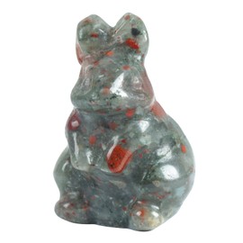Lovionus89 Crystal Rabbit Sculpture, 1.5 Inch Bunny Figurine Statue Gemstone Animal for Home Décor or Collectibles, Africa Bloodstone
