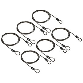 PATIKIL Security Cable 2.5mm x 1m/3.3ft, 6 Pack Coated Luggage Lock Wire Rope with Double Loop, Gray