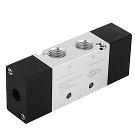 FTVOGUE 5 Way 2 Position Air Valve Pneumatic Solenoid Valve, Aluminum Body, PT1/4in Inlet/Outlet, PT1/8in Exhaust