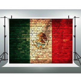 EOALOR EOA 7(W) x5(H) FT Retro Mexican Flag Brick Wall Photography Backdrop for Holiday Party,Mexico Independence Eagle Aztec Cactus Background,Photo Booth Studio Props