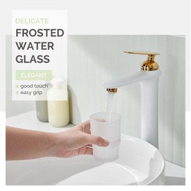 Bathroom Rinsing Cup, Angle Simple Frosted Glass Tumbler Cup, Toothbrush and Toothpaste Holder Drinking Glasses Glassware