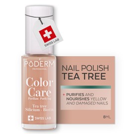 PODERM Nail Care Polish with Tea Tree - Beige | Swiss Lab - 8ML | Enriched with Tea Tree, Silicon & Biotin | Purifies, Clarifies & Nourishes Yellow Nails | Created by a Podiatrist