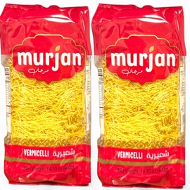 Murjan Vermicelli Pasta 14 oz (2-Pack, Total 28 oz) – Thin Angel Hair Spaghetti, Premium Semolina Wheat Pasta for Soups & Italian Dishes Vermicelli Short-Cut Vermiceli Noodles for Rice, Soups & More – Pantry Essential Premium Quality Vermicelli شعيرية (Pack of 2)