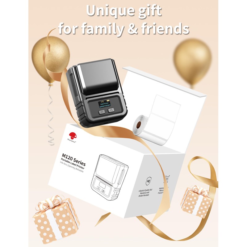 Phomemo M120 Label Printer - Bluetooth Label Maker Machine Compatible