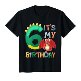 Kids It's My 6th Birthday Dragon 6 Birthday 6 Year Old Boy T-Shirt