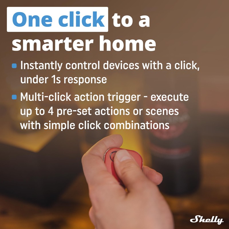 Shelly BLU Button1 Red | Bluetooth-Operated Action and Scenes Activation