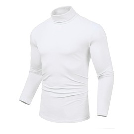 Maavoki Men's Long-Sleeved Shirts Turtleneck Regular Fit Turtleneck Pullover Basic Stretchy Casual Tops Sweatshirt, White