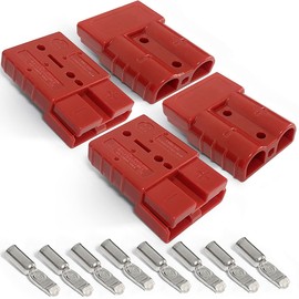 Lyn666 2-4 Gauge Battery Quick Connector 175A 12-36V Battery Quick Disconnect Battery Quick Wire Harness Plug Kit for Car Bike ATV Winches Lifts Motors More (4pcs, No Dust Cover,Red)