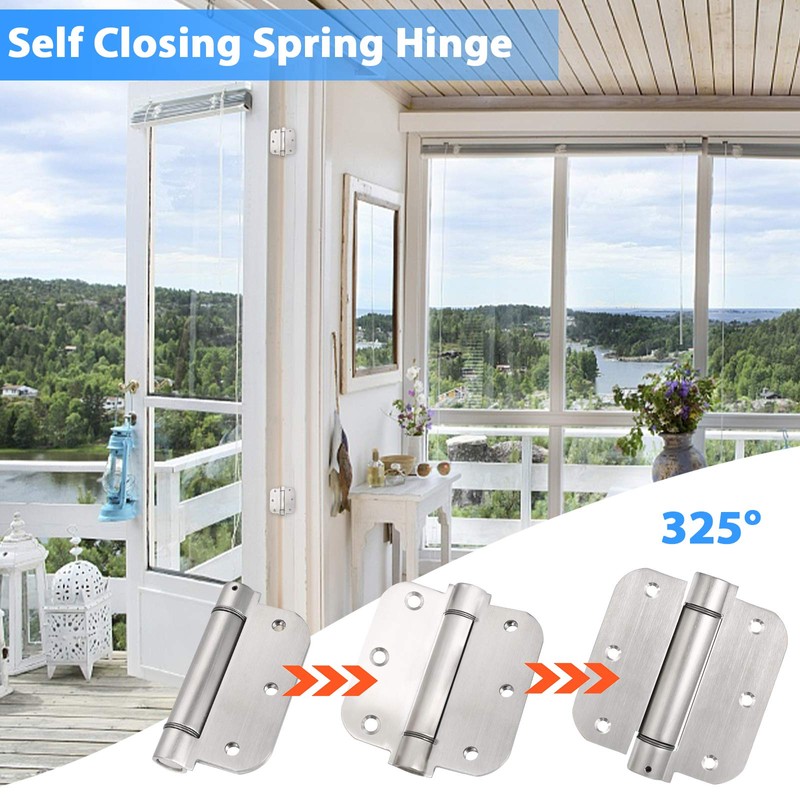 3.5'' Self-Closing Door Hinges, 3.5 Inch x 3.5 Inch Spring