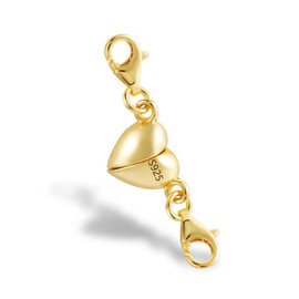 ALEXCRAFT 14K Gold Magnetic Jewelry Clasps for Necklaces 925 Sterling Silver Magnetic Necklace Clasps and Closures Double Lobster Heart Magnetic Jewelry Clasp for Necklaces Bracelet Extender