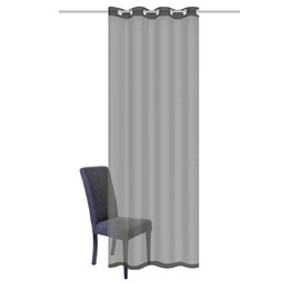 HOMEbasics Dolly 53300 Eyelet Curtain Transparent with 8 Metal Eyelets Simple and Beautiful Grey 225 x 140 cm