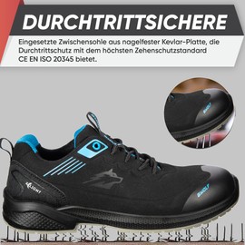 BWOLF Noir S3S ESD S3 Men's Work Shoes - Safety Shoes with Composite Cap and Kevlar Sole, Waterproof, Oil Resistant, Non-Slip, black