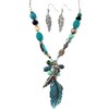 Western Peak Western Feather Charms Pendant Necklace with Earrings (Patina)