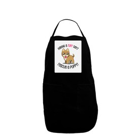 TooLoud Rescue A Puppy Panel Dark Adult Apron - Black - One-Size