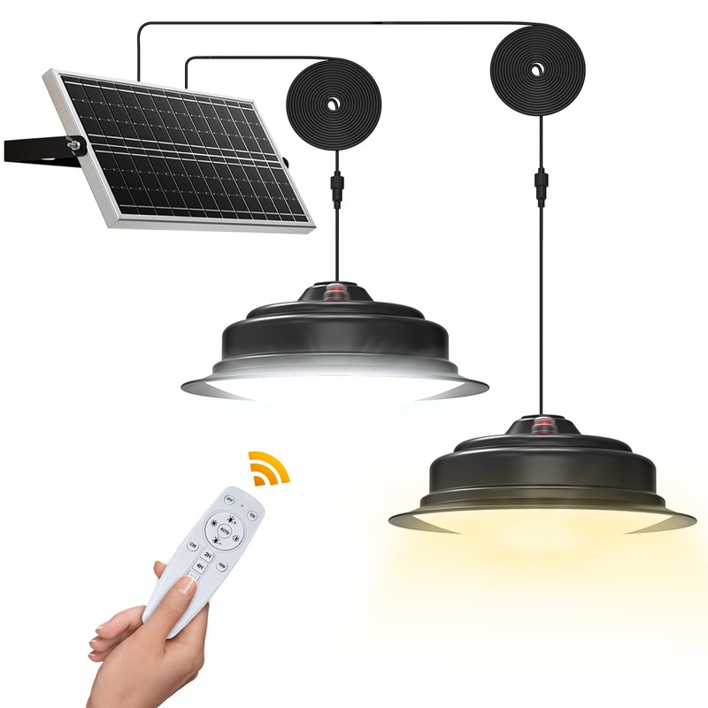 Malitupy Solar Pendant Lights Indoor Outdoor 2 Pack, Daytime Dimmable
