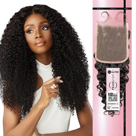 Sensationnel Pearlish bundle 4x5 closure - bohemian 12-inch lace deep pearl conditioned 15a remy hair sew in or glue on Closure - Pearlish Bundles Closure Bohemian 12 Inch (NATURAL/BLACK)