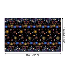 CC HOME 1Pc Colored Fireworks Party Plastic Tablecloth 54 x 87 Inch Long Table Cover, Christmas New Year Eve Bling Wedding Baby Shower Party Holiday Dinner Picnic or Tablecloth for Kitchen Event Use
