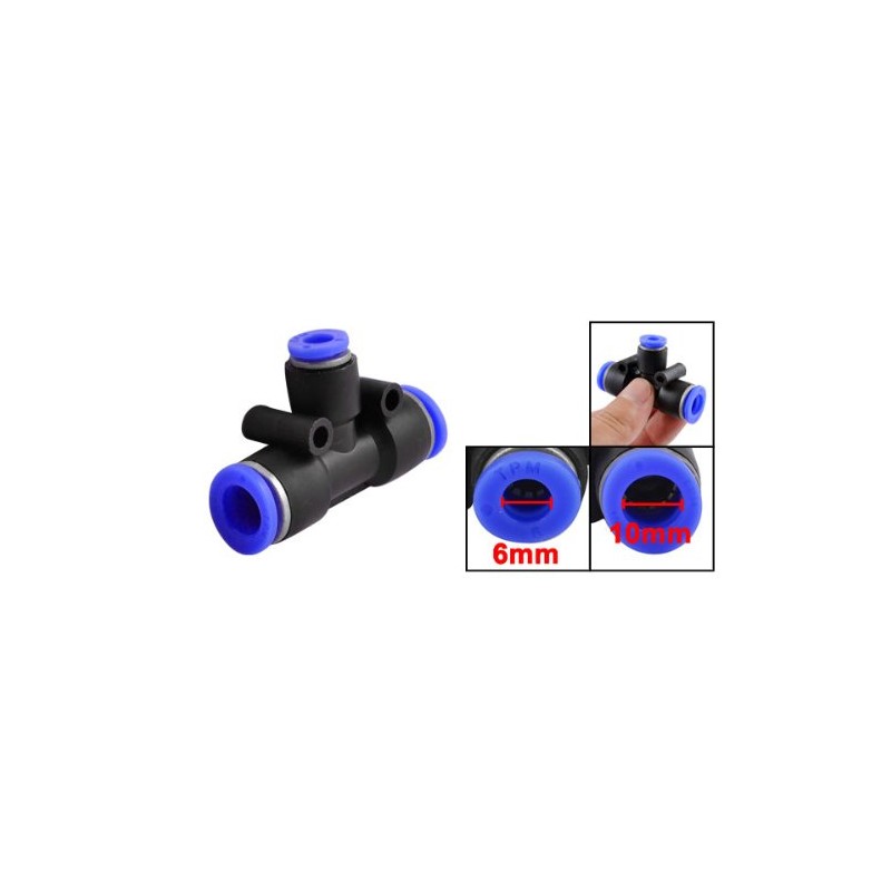 sourcingmap Air Pneumatic Tee Adapters 10mm to 6mm One Touch